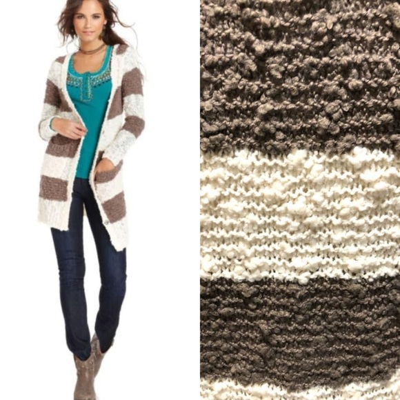 {Free People} Stripe Long Cardigan